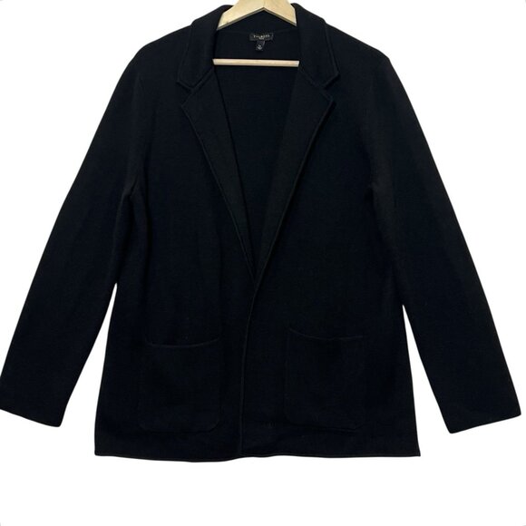 Talbots Sweaters - Talbots Wool Blend Knit Sweater Cardigan Women Petite Large Black Open Front